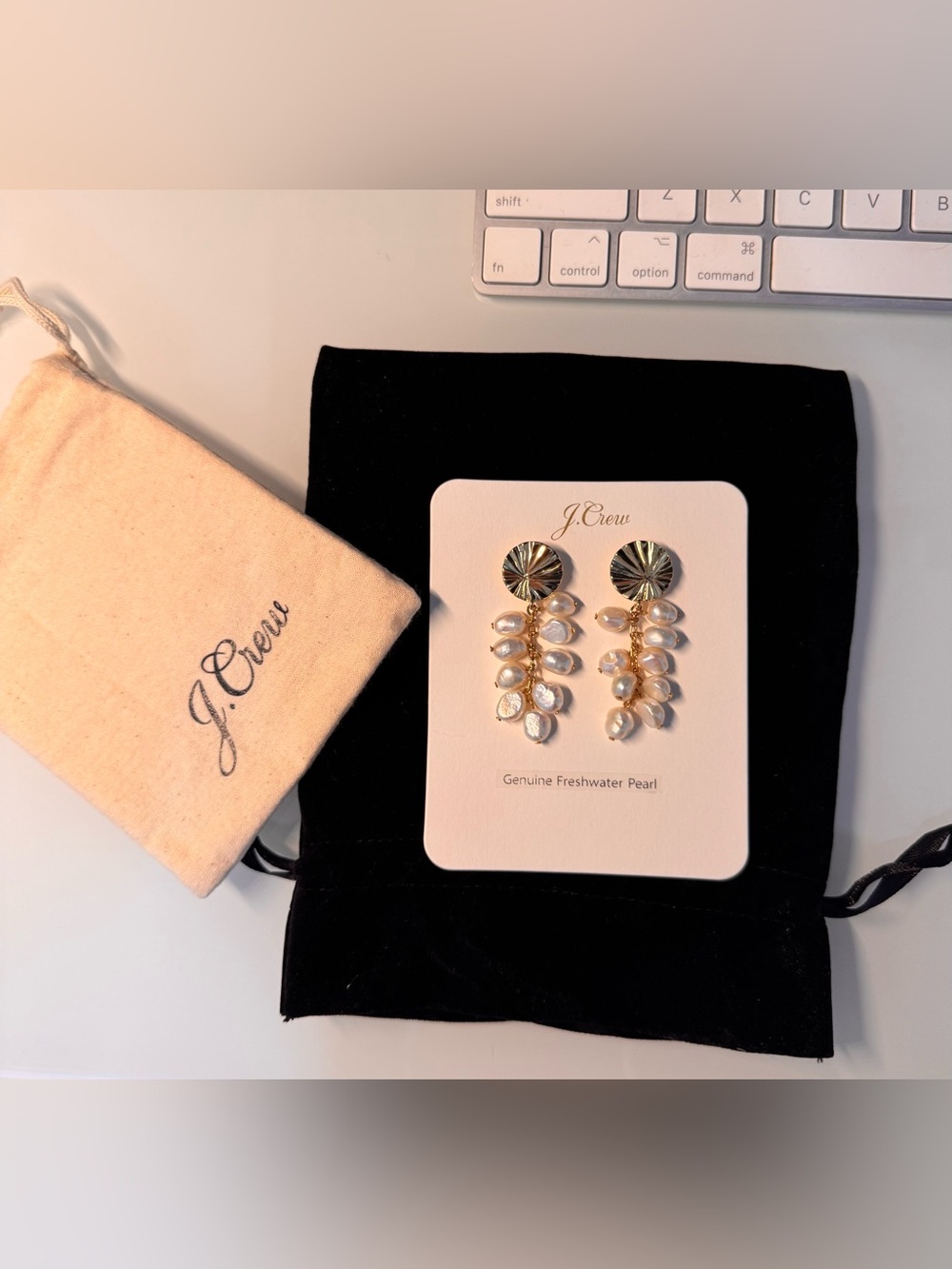 J. Crew Gold Tone Earrings with White Freshwater Pearls